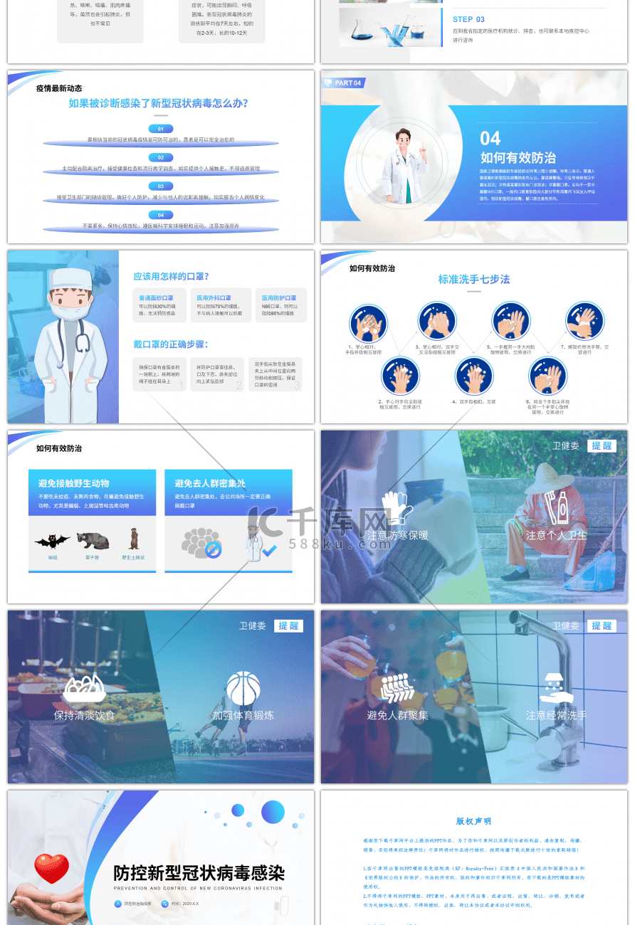 简约渐变防控新型冠状病毒感染PPT模板
