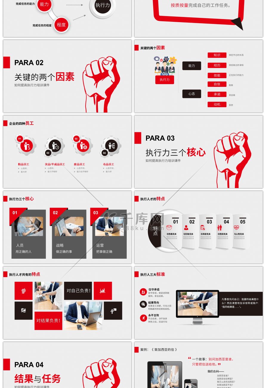 红色创意赢在执行力企业培训PPT模板