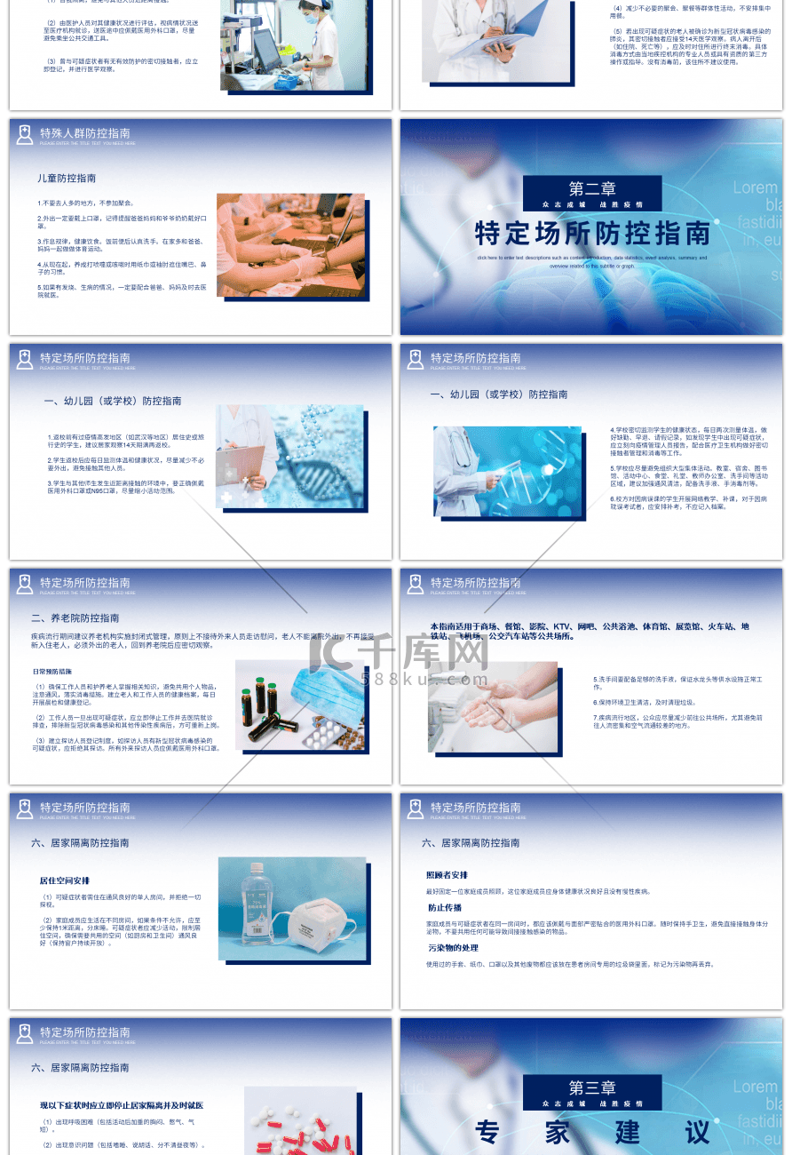蓝色医疗新冠肺炎疫情防控知识PPT模板