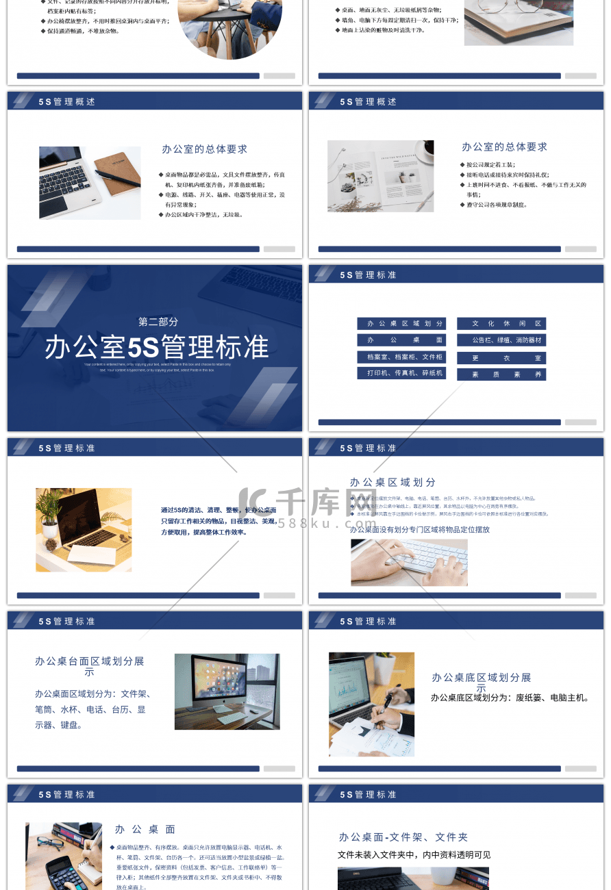 蓝色商务风办公室5s管理方案PPT模板