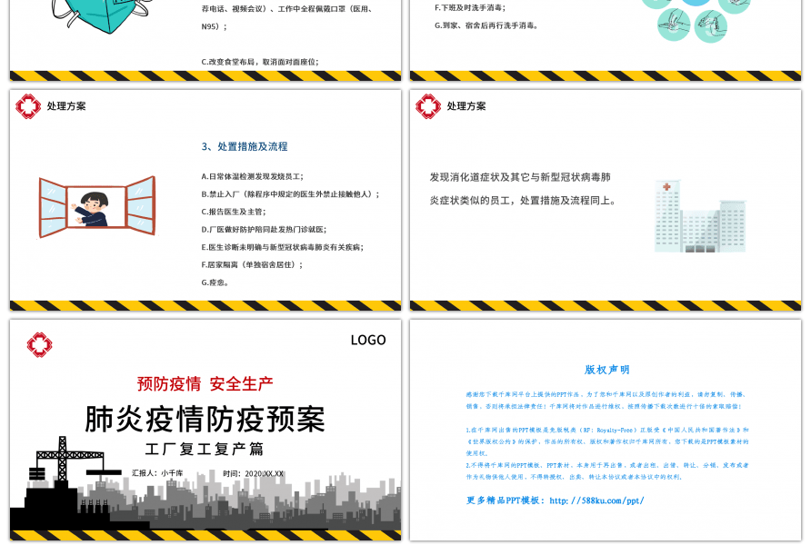 创意工厂复工肺炎疫情预防预案PPT模板