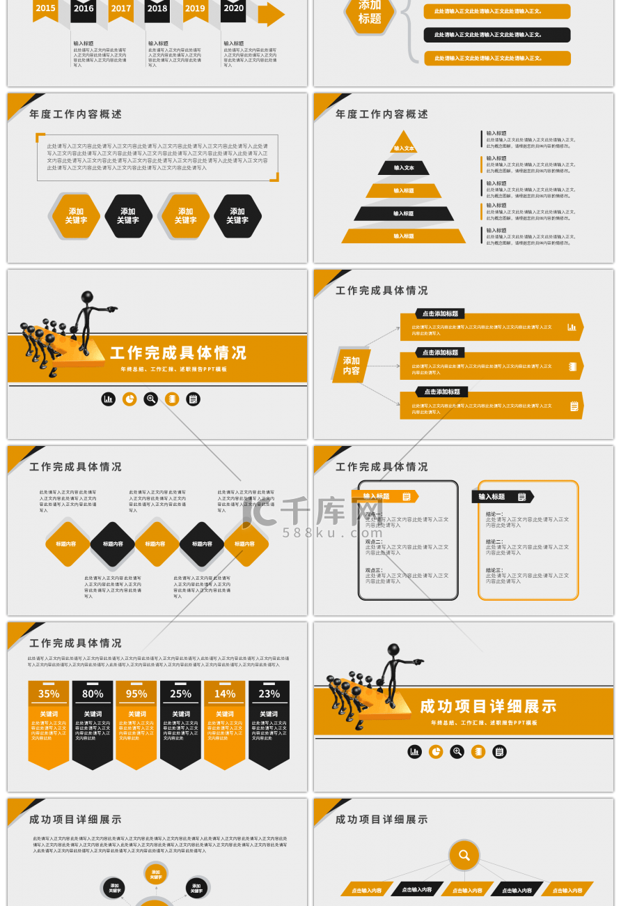 黑黄商务风工作述职报告工作总结PPT模板