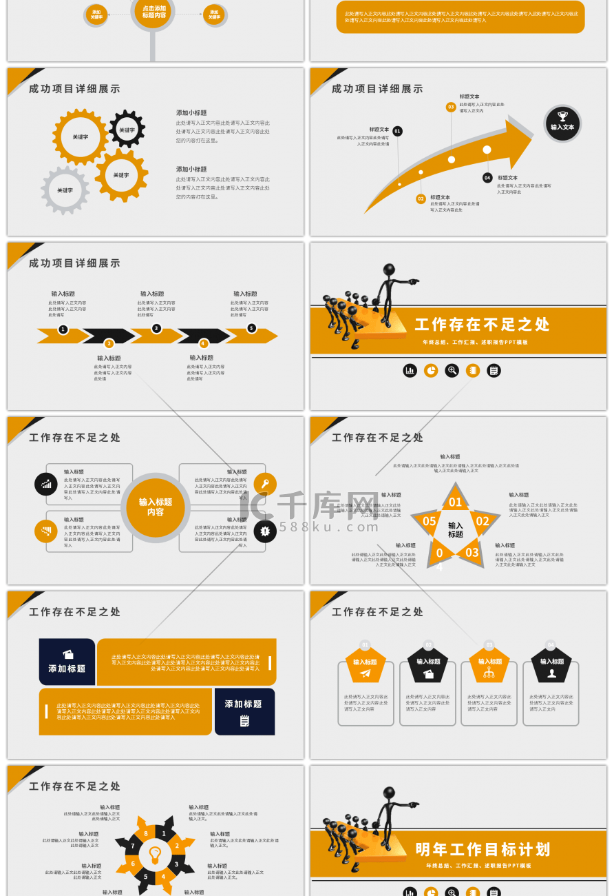 黑黄商务风工作述职报告工作总结PPT模板