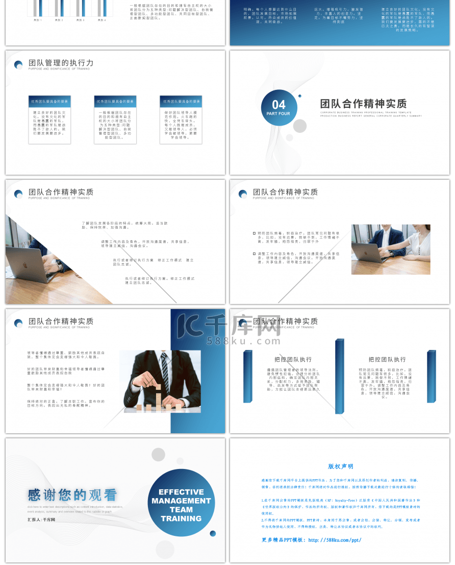 蓝色简约有效管理团队培训课件PPT模板