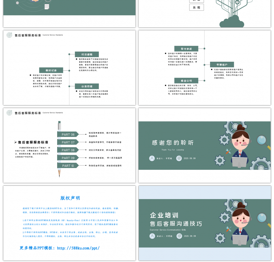 绿色企业客服售后沟通技巧培训PPT模板