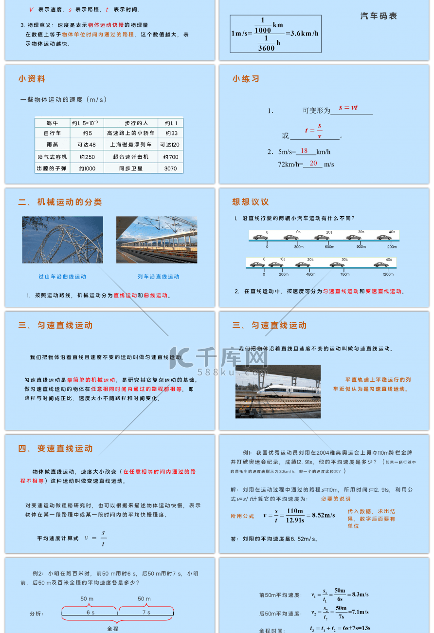 八年级物理《运动的快慢》PPT课件