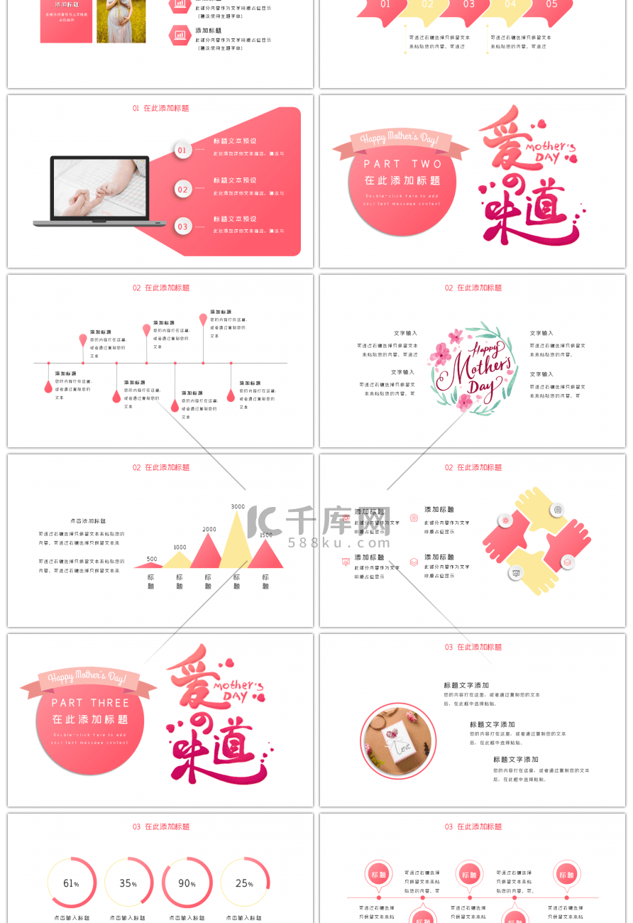 粉色温馨母亲节主题活动策划PPT模板