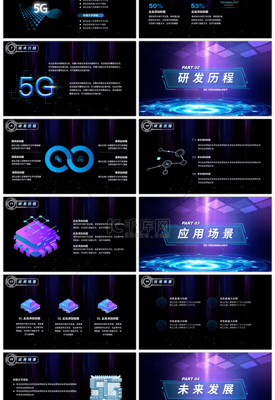 蓝色炫酷科技5G通信技术方案PPT模板