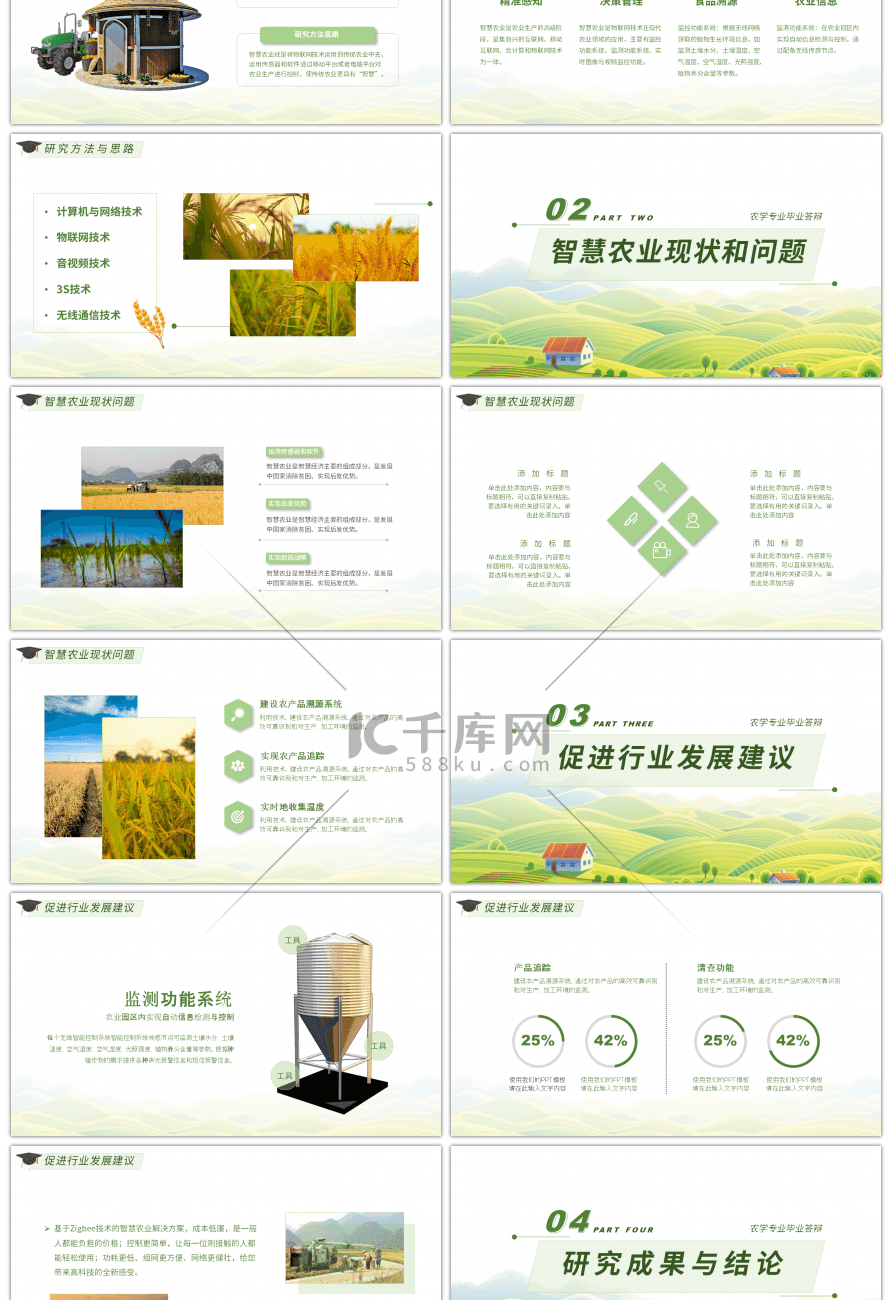 绿色卡通风智慧农业毕业设计论文PPT模板