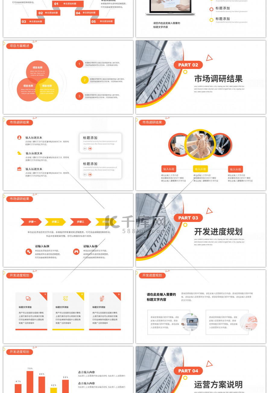 橙色系圆形商业项目融资计划书PPT模板