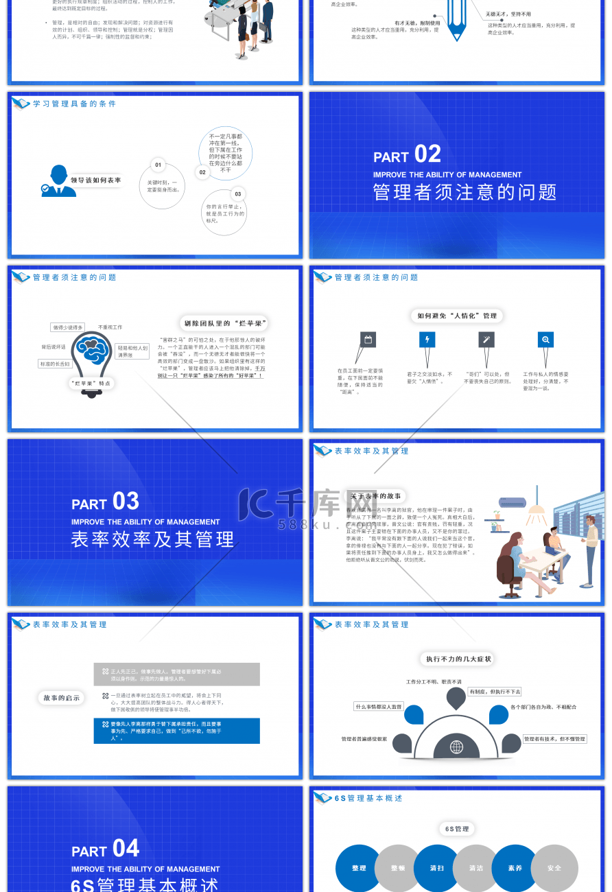 蓝色卡通风如何提升管理能力课件PPT模板