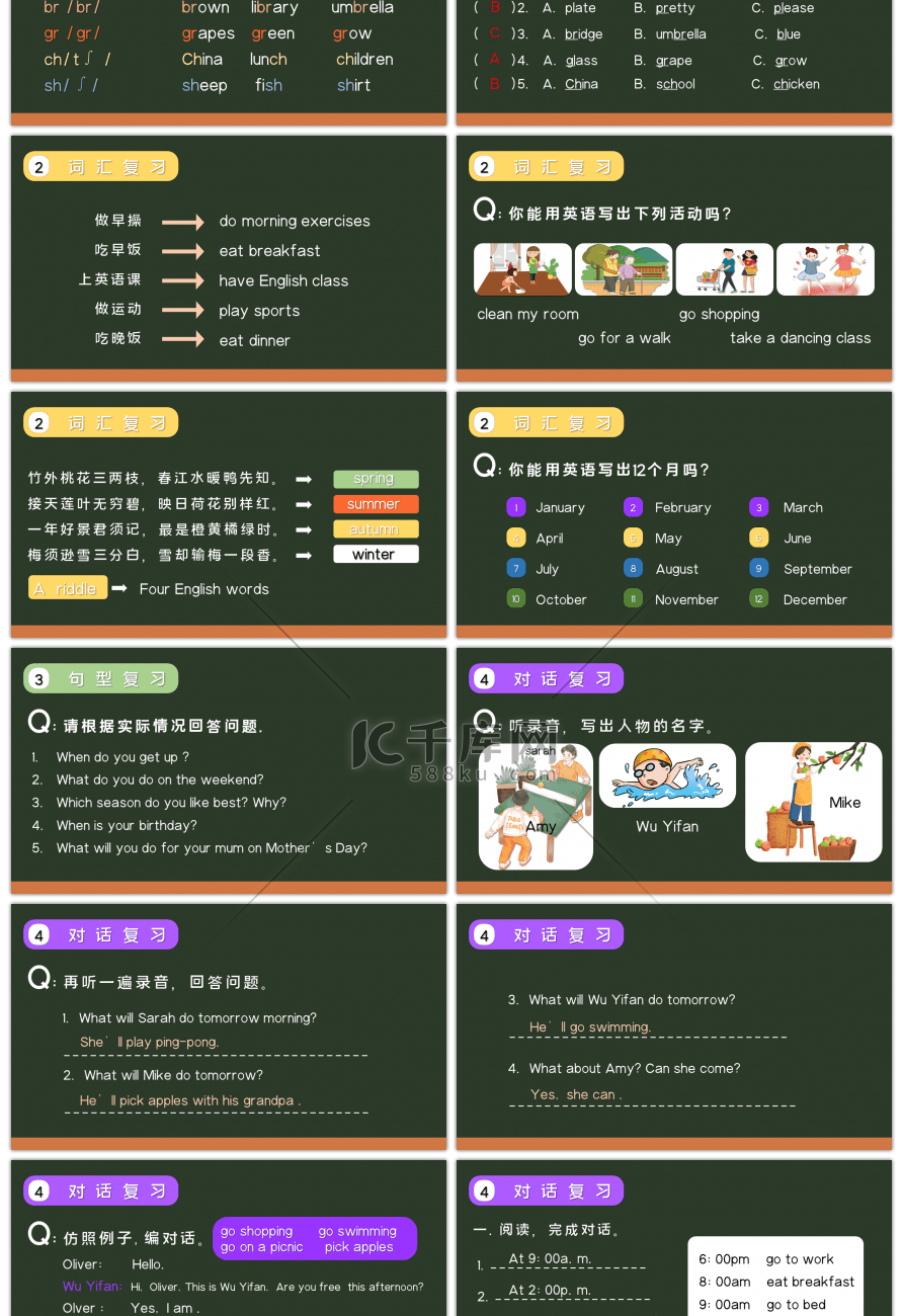 人教版小学五年级下册英语PPT模板