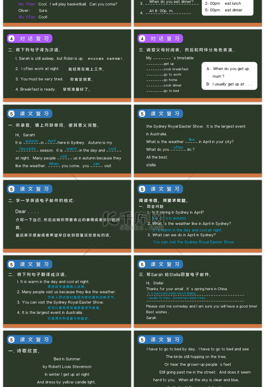 人教版小学五年级下册英语PPT模板