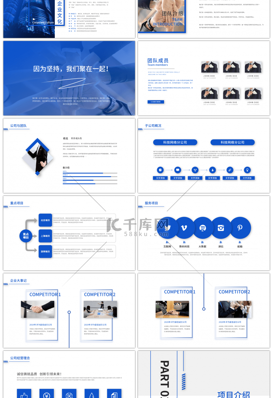 蓝色简约商业计划书PPT模板