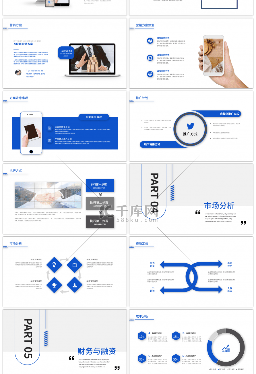 蓝色简约商业计划书PPT模板