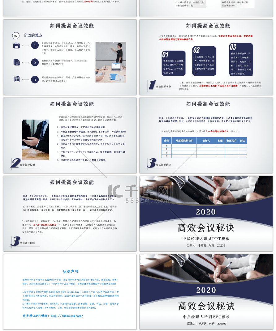 商务风中级经理人培训高效会议秘诀PPT