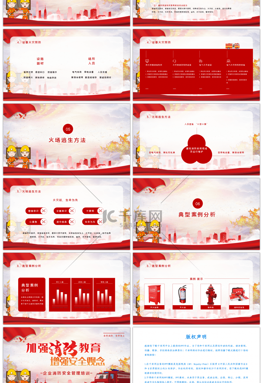 红色大气企业消防安全管理培训PPT模板