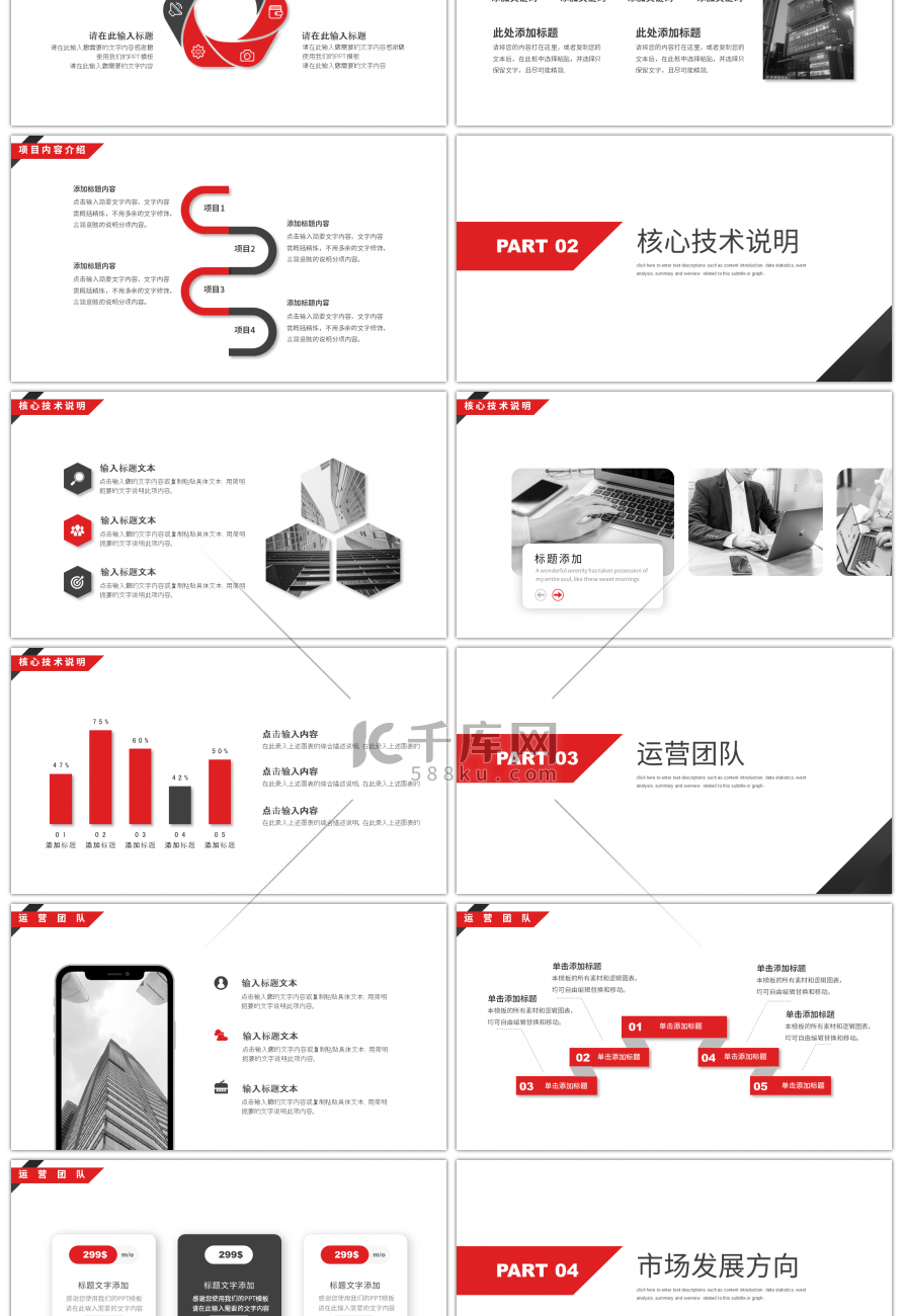 红黑撞色商务风项目投资报告PPT模板