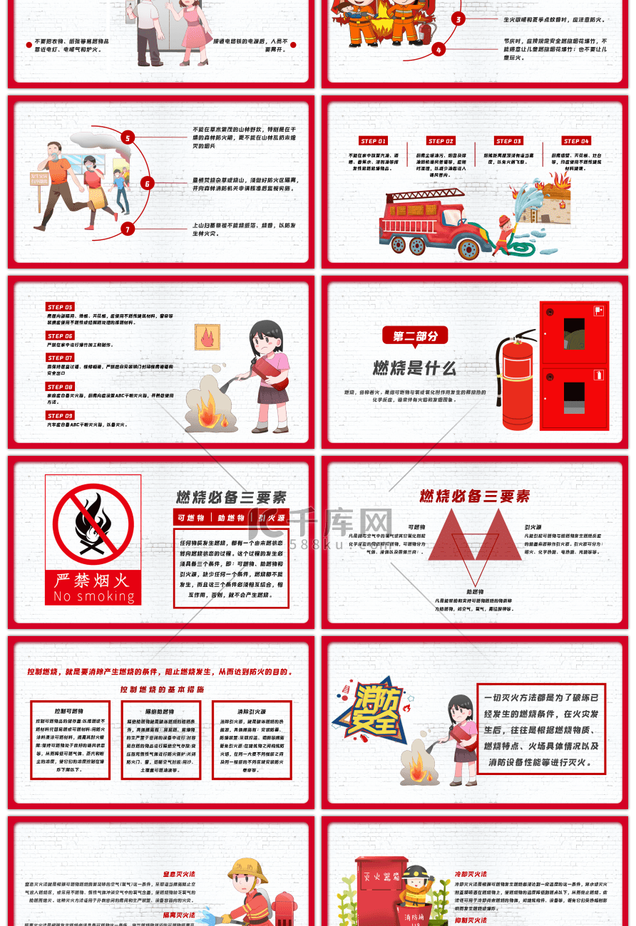 红色简洁创意消防安全人人有责PPT模板