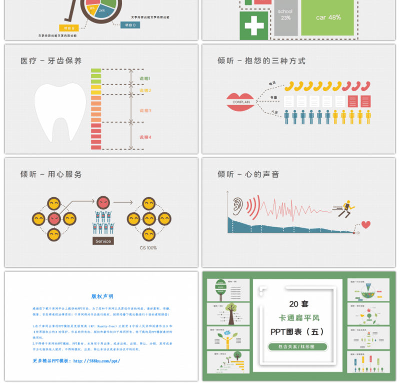 20套卡通扁平风数据PPT图表合集（五）