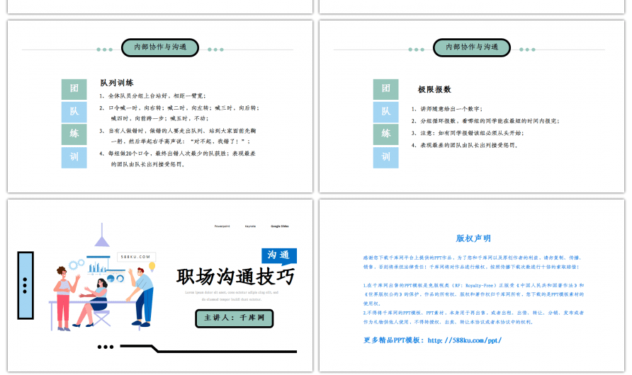 清新简约商务企业培训职场沟通技巧PPT