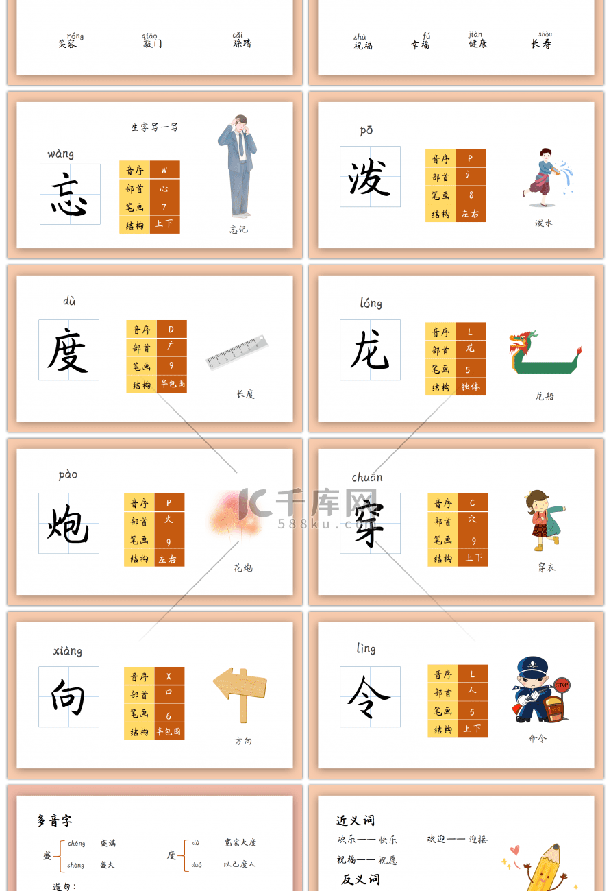 卡通插画风难忘的泼水节语文PPT课件