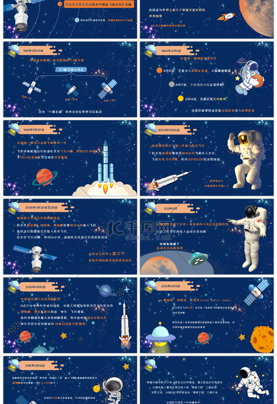 卡通星空中国航天发展史PPT课件