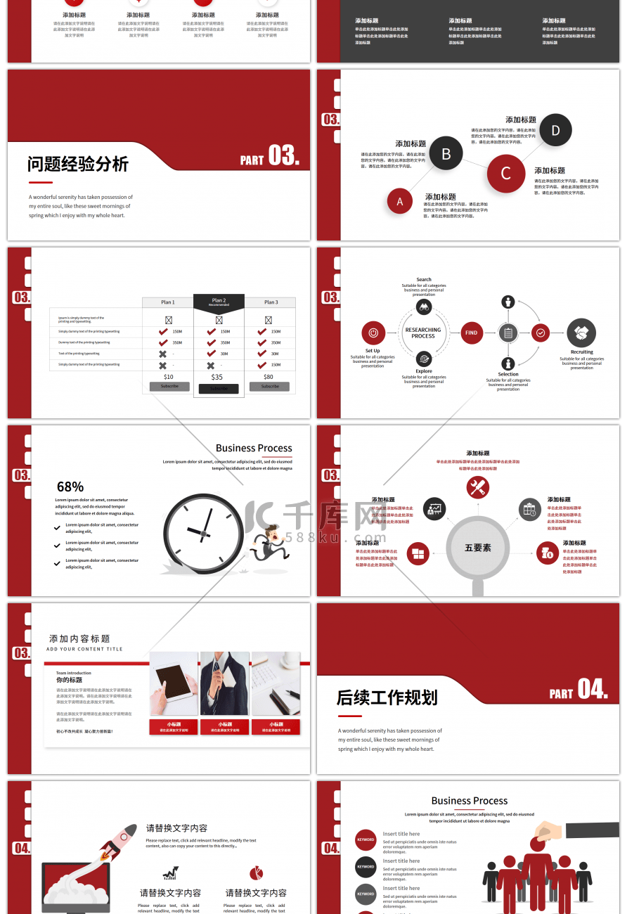 红色商务工作汇报PPT模板