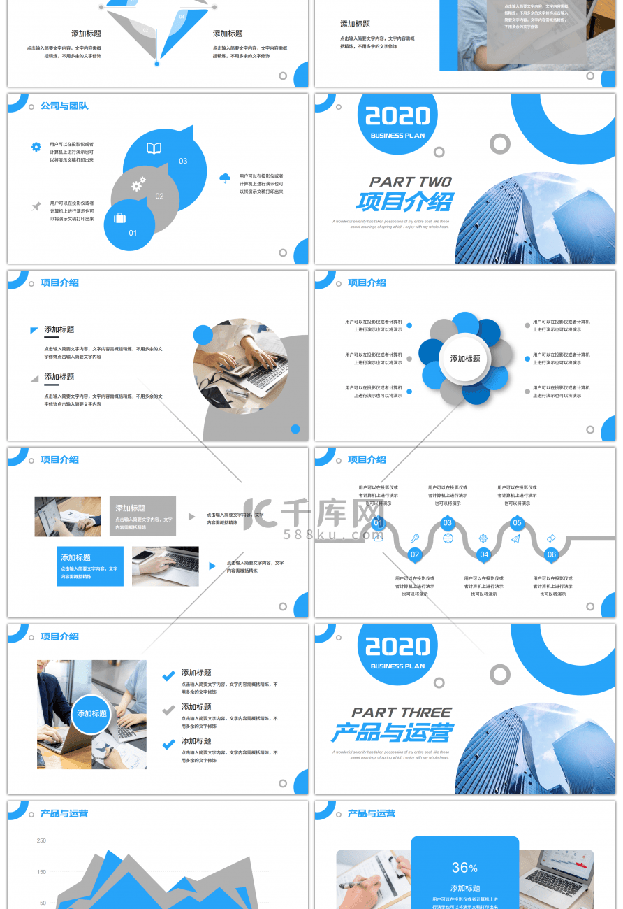 蓝色商务风商业计划书PPT模板