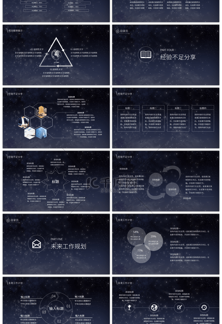 简约星空商务报告PPT模板