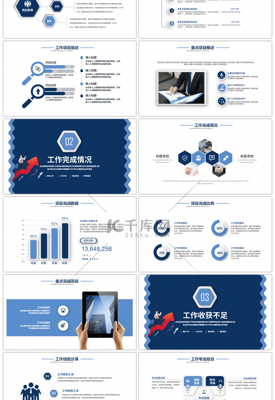 蓝色创意年终冲刺总结报告PPT模板