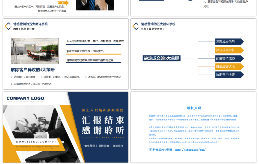 蓝色商务销售部门情感营销培训PPT模板