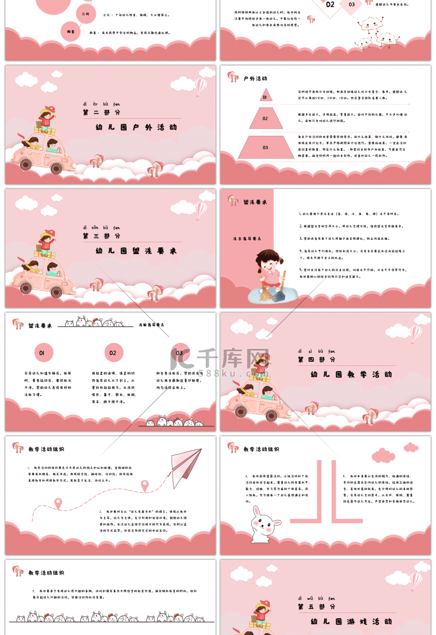 粉色卡通幼儿园教师培训第一课PPT模板