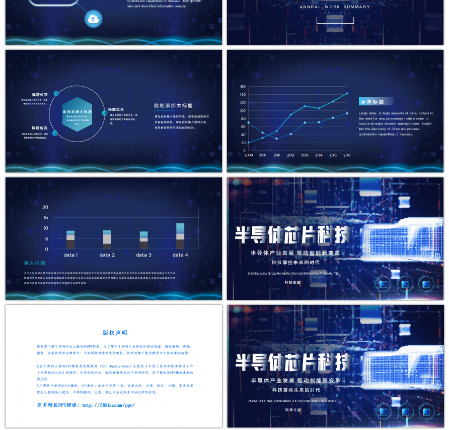 半导体科技芯片蓝色创意PPT模板