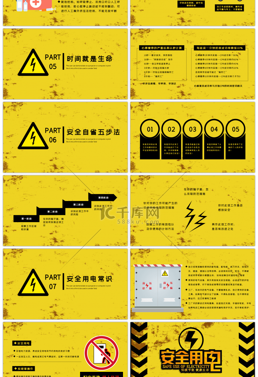 黄色工业用电安全培训PPT模板