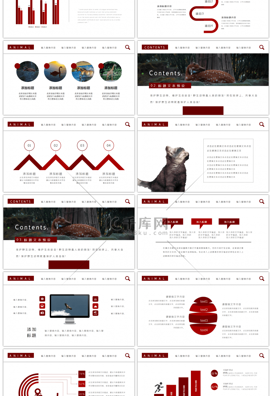 自制创意保护野生动物PPT模板