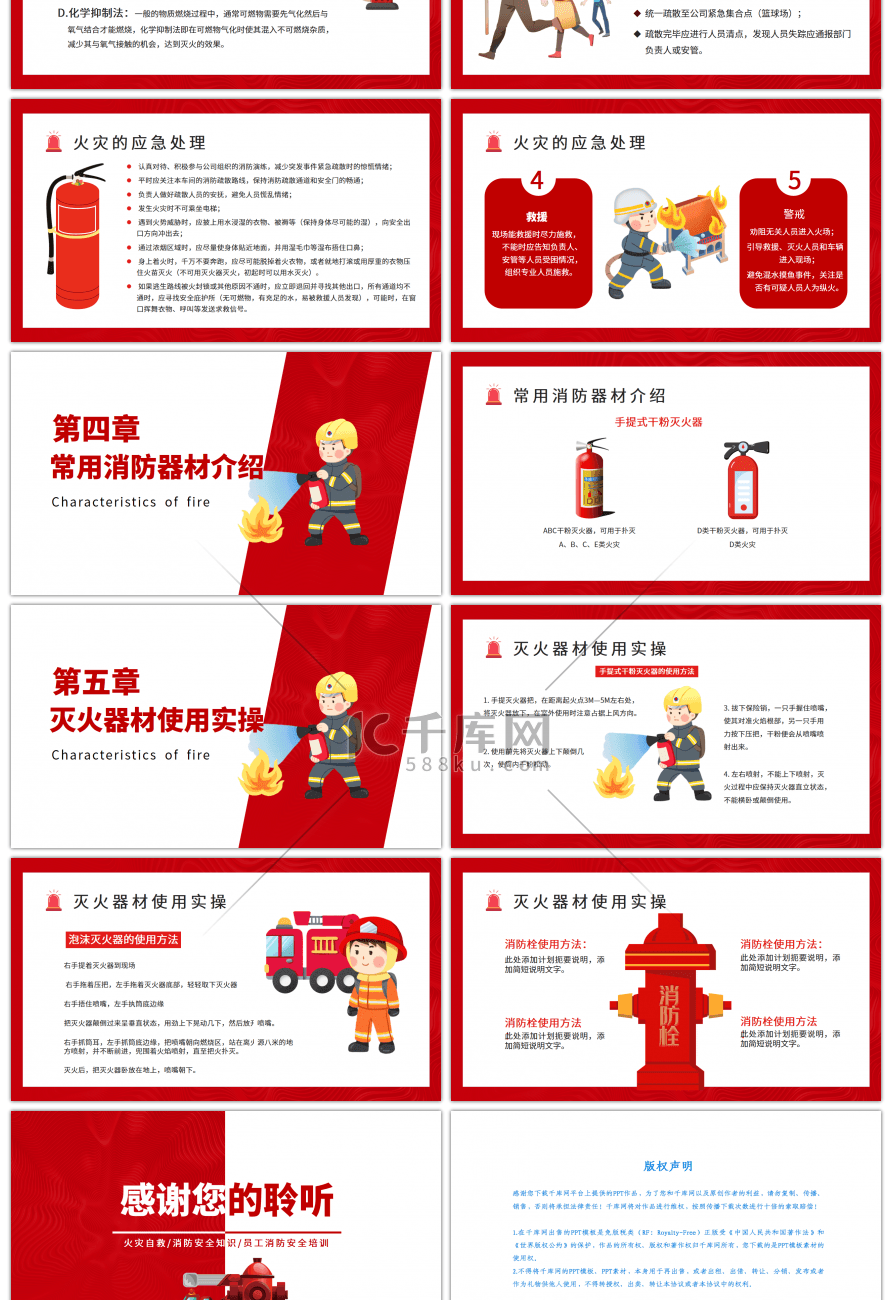 撞色简约公司消防知识培训PPT模板