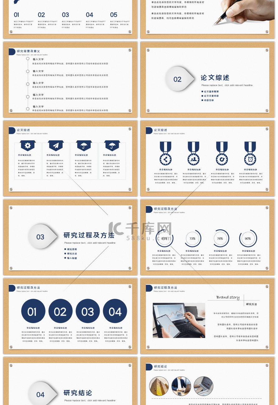 复古牛皮纸创意毕业论文答辩PPT模板