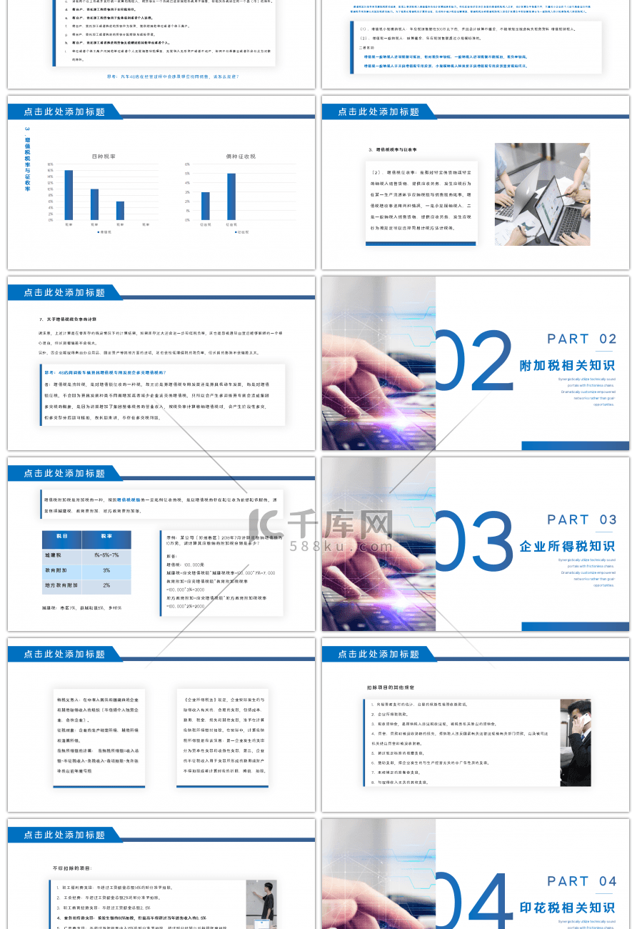 蓝色商务财务税务基础知识培训PPT模板