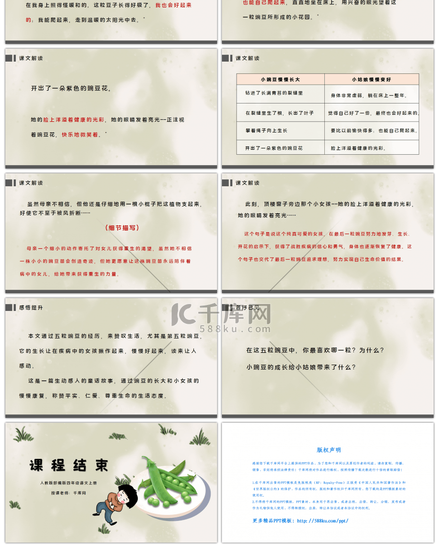 人教版部编版四年级语文上册一个豆荚里的五粒豆PPT课件