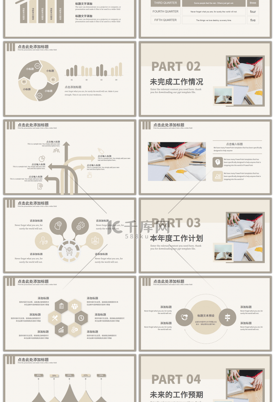 茶色简约工作汇报总结PPT模板