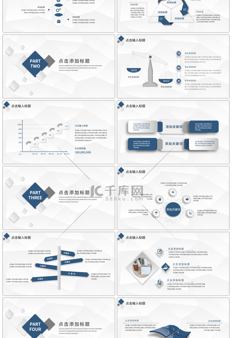 蓝色微粒体工作总结汇报PPT模板