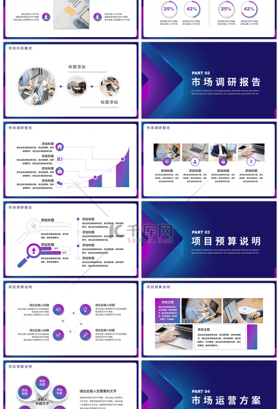 蓝色商务风通用商业项目计划书PPT模板