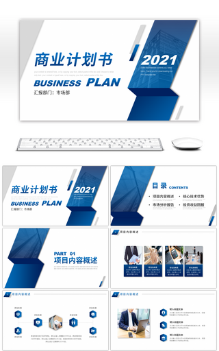 蓝色商务风项目方案计划书PPT模板