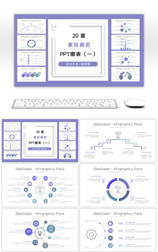 20套紫色商务PPT图表合集（一）