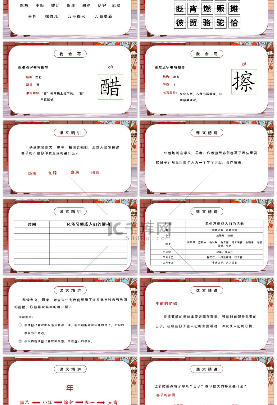 部编版六年级语文下册北京的春节PPT课件