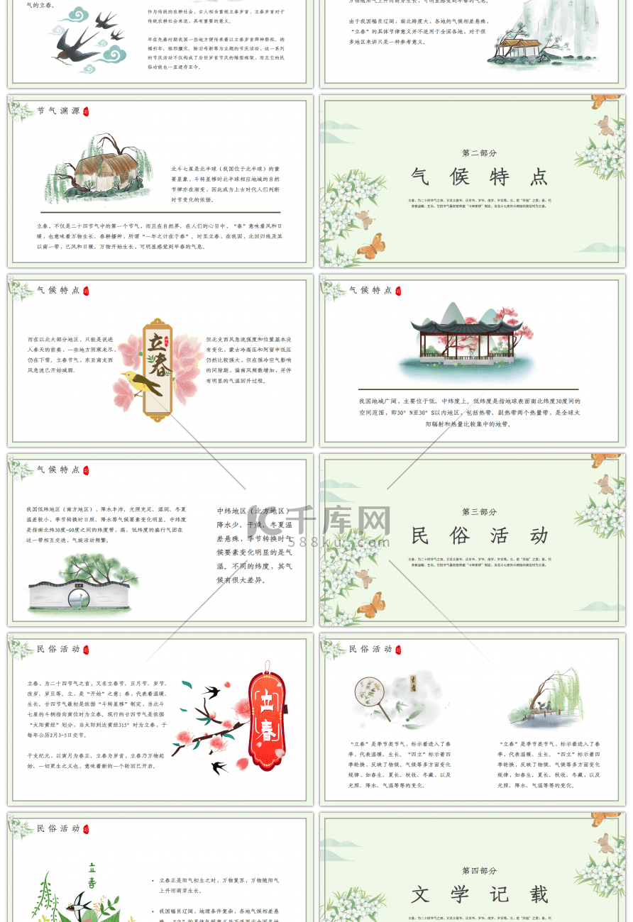 传统中国风二十四节气立春介绍PPT模板