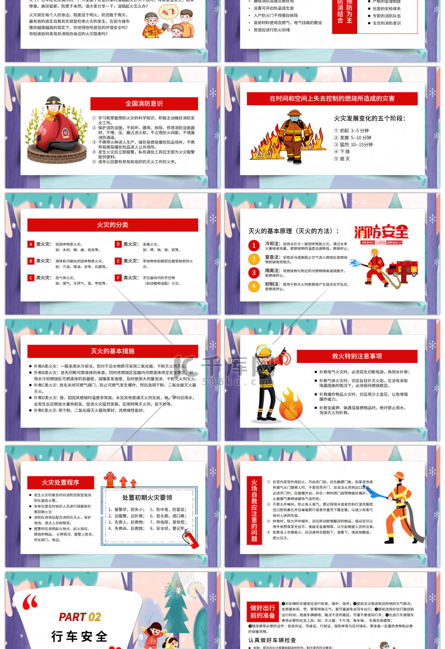 卡通春节寒假安全PPT模板