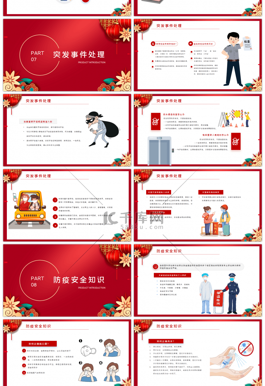 红色金色卡通喜庆大气中国风春节安全注意事