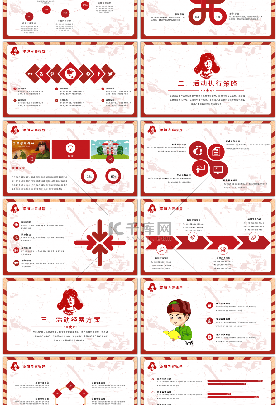 红色复古风雷锋学习日活动PPT模板
